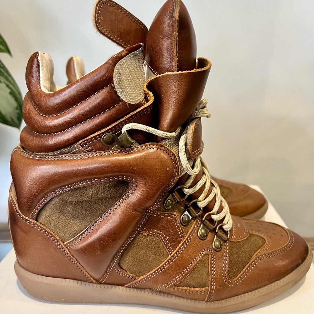 Isabel Marant Etoile Leather Wedge Sneakers sz 39